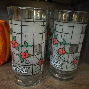Vintage Coca Cola Christmas Glasses